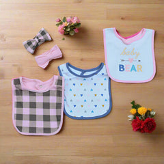 Hudson Baby Bear 5-Pieces Bib & Headband Set