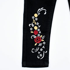 Girls Floral Embroidered Jeans Pants