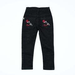 Girls Floral Embroidered Jeans Pants