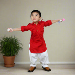 Roll Up Sleeves Boys Kurta Pajama Dress