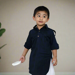 Roll Up Sleeves Boys Kurta Pajama Dress