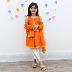 Cold Shoulder Frock, Tulip Shalwar & Dupata Dress