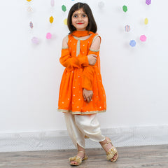 Cold Shoulder Frock, Tulip Shalwar & Dupata Dress