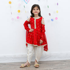 Cold Shoulder Frock, Tulip Shalwar & Dupata Dress