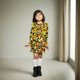 Multi Color Yellow Front Ruffle Frilled Sleeves Top