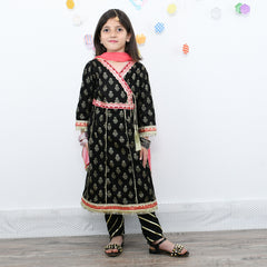 Multipanel Girls Angrakha Style Frock, Pajama & Dupata Dress