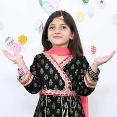 Multipanel Girls Angrakha Style Frock, Pajama & Dupata Dress