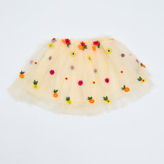 Fancy Embroidered Mesh Girls Skirt