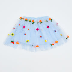 Fancy Embroidered Mesh Girls Skirt