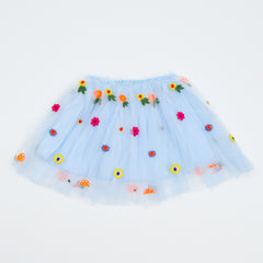 Fancy Embroidered Mesh Girls Skirt
