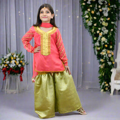 Chiffon Top, Gharara & Dupata Dress