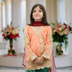 Girls Angrakha Style Top, Gharara & Dupata Dress