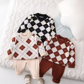 Baby Boy Toddler Boy Argyle Knit Sweater & Pants Set – Cozy Autumn/Winter Outfit