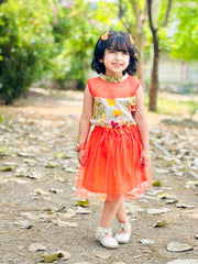 Crew Neck Top Mesh Overlay Skirt 2 Piece Baby Toddler Girl Dress