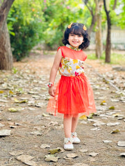 Crew Neck Top Mesh Overlay Skirt 2 Piece Baby Toddler Girl Dress