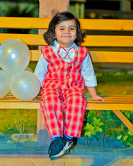 3 Piece Check Shirt Pants Waistcoat Party Wedding Dress