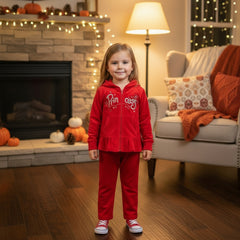 Embroidered Princess Flannel 2 Piece Baby Girl & Toddler Girl Dress