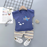 Baby Boy Toddler Boy Little Airplane Character Shirt & Shorts Set – Stylish Summer Outfit for Boys