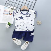 Baby Boy Toddler Boy Stars in Sky Character Shirt & Shorts Set – Stylish Summer Outfit for Boys