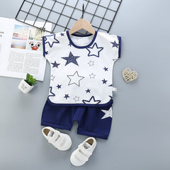 Baby Boy Toddler Boy Stars in Sky Character Shirt & Shorts Set – Stylish Summer Outfit for Boys