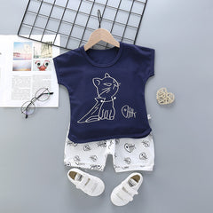 Baby Girl Toddler Girl Cute Cat Character Shirt & Shorts Set – Stylish Summer Outfit for Girls