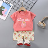 Baby Girl Toddler Girl Sweet Cake Character Shirt & Shorts Set – Stylish Summer Outfit for Girls