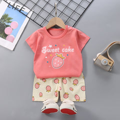 Baby Girl Toddler Girl Sweet Cake Character Shirt & Shorts Set – Stylish Summer Outfit for Girls