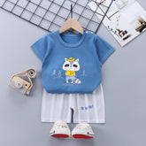Baby Boy Toddler Boy Curious Raccoon Character Shirt & Shorts Set – Stylish Summer Outfit for Boys
