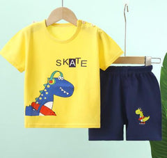 Baby Boy Toddler Boy Happy Skate Character Shirt & Shorts Set – Stylish Summer Outfit for Boys