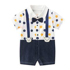 Baby Bear Premium 100% Cotton Suspender & Bow Tie Romper for Baby Boys – Perfect for Summer & Special Occasions