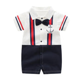 The Sailorman in Style Premium 100% Cotton Suspender & Bow Tie Romper for Baby Boys – Perfect for Summer & Special Occasions