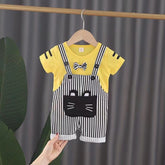 Superior Quality Little Cat 2 Piece Toddler Girl Bow Shirt Dungaree Short Dress