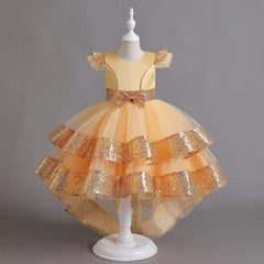 Butterfly Frill Sequin Tail Frock – Elegant Sleeveless Dress for Pageants, Parties & Weddings