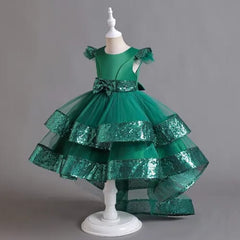 Butterfly Frill Sequin Tail Frock – Elegant Sleeveless Dress for Pageants, Parties & Weddings