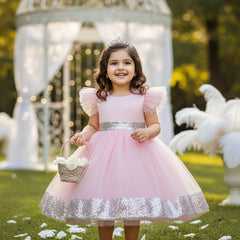 Pink dress with silver trim