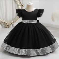 Peach dress with silver trim