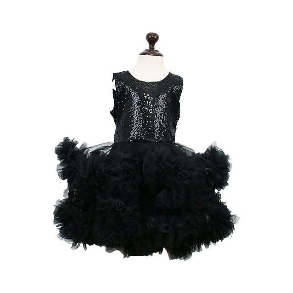 Sequin Floral All Over And Around Ruffles Frock