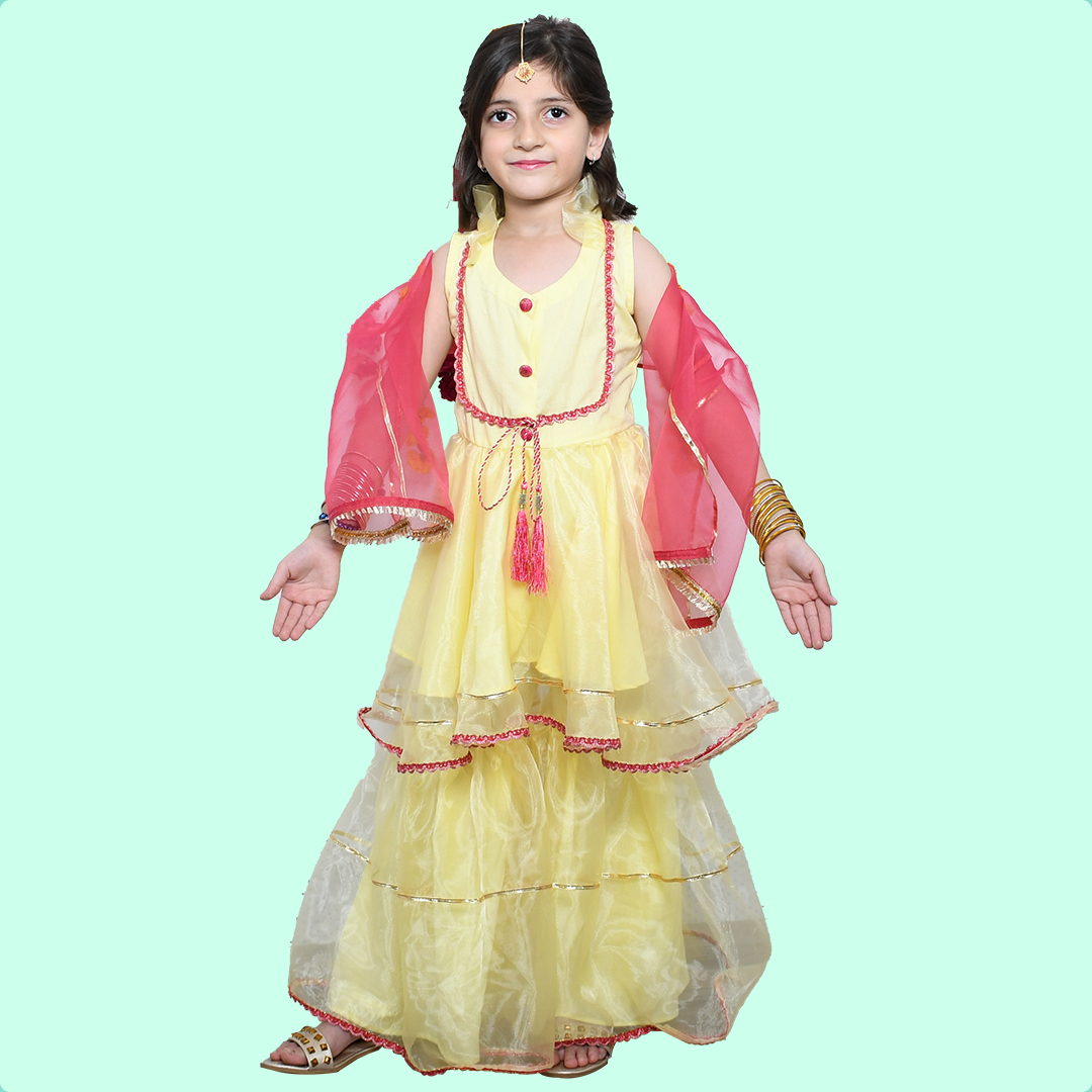 Girls Gharara, Back Tail Shirt & Dupata