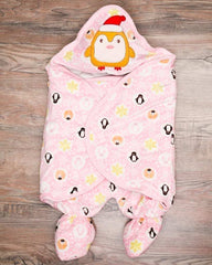 Crystal Velvet Penguin Cotton Padded Sleeping Bag with Chest Quilt