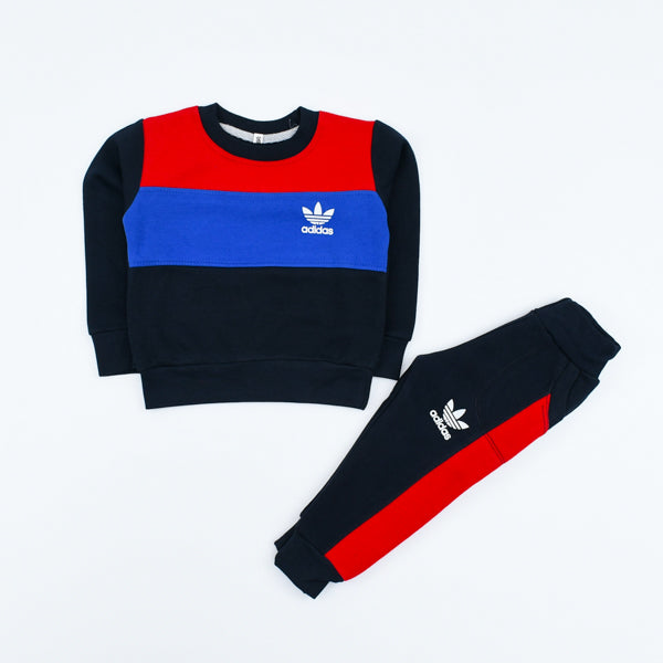 Wide Strap Pattern Adidas Logo Boy Track Suit Lounge Wear