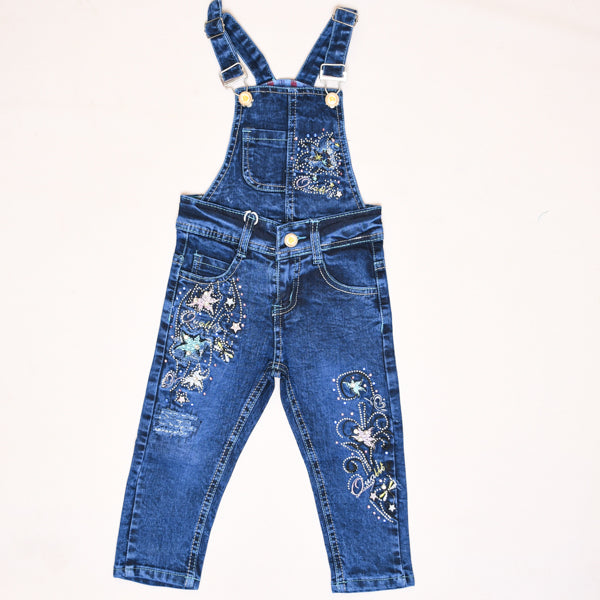 Girl Embroidered Detachable Dungaree Overall