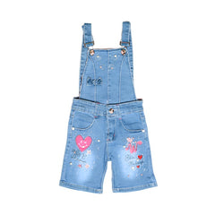 Beautiful Heart Embroidered Girl Dungaree Shorts