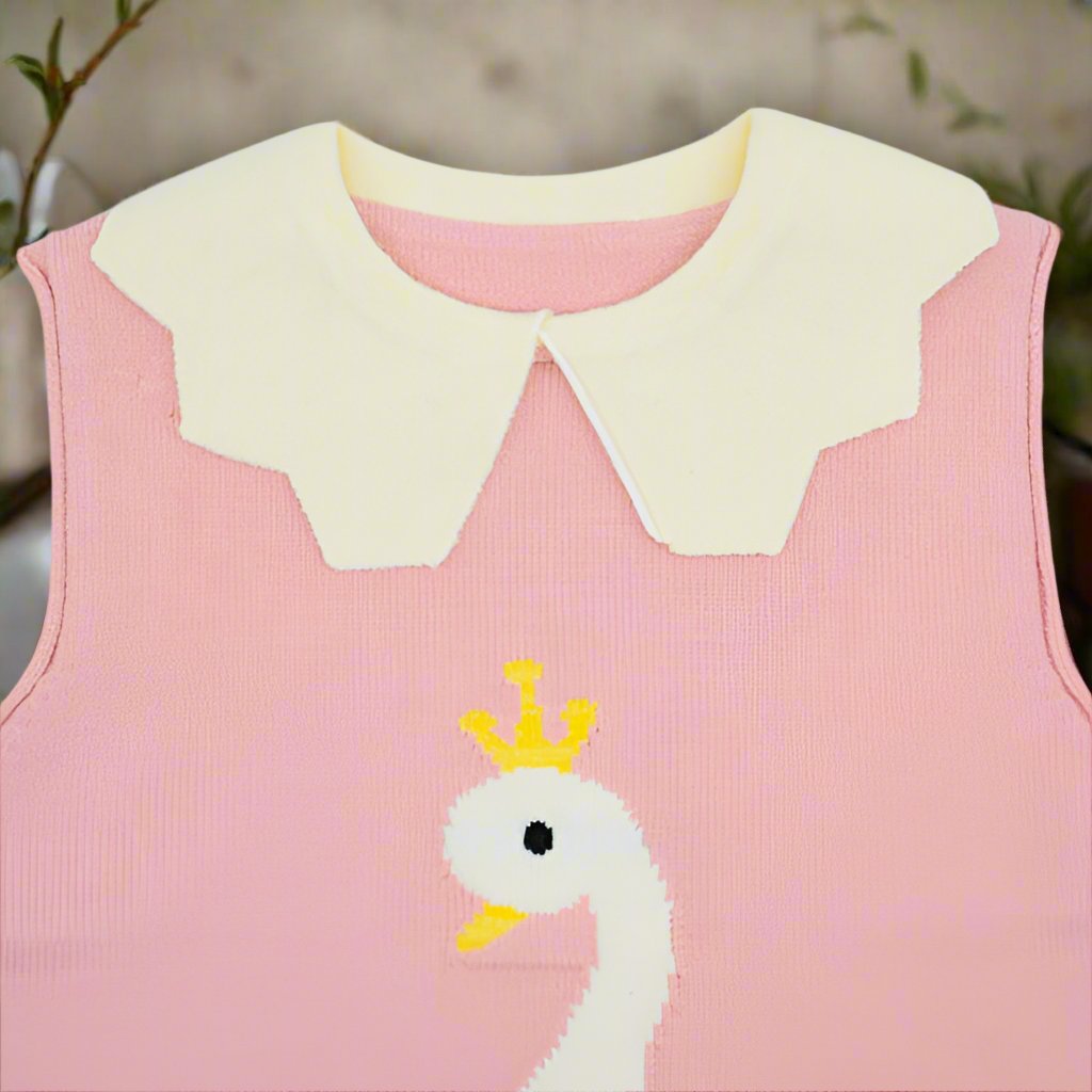 Sleeveless Swan Girls Sweater