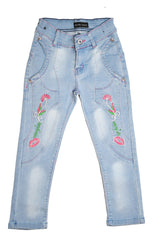 Floral Embroidered Girl Jeans Pants