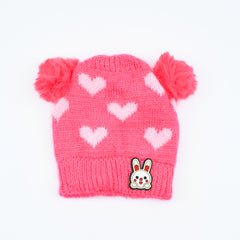 Kids Heart Pattern Pom Pom Bennie