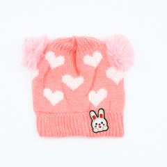 Kids Heart Pattern Pom Pom Bennie