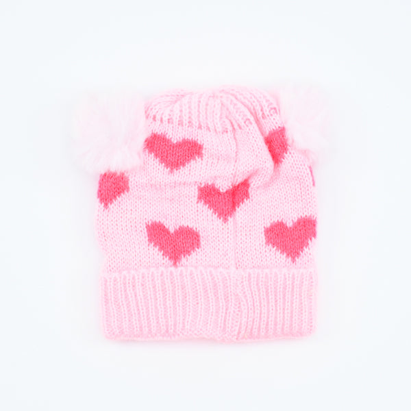 Kids Heart Pattern Pom Pom Bennie