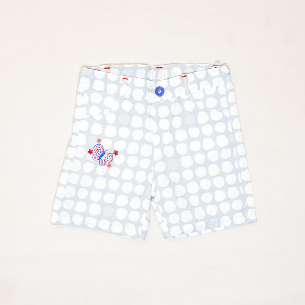 Butterfly Pattern Embroidered Cotton Girl Shorts