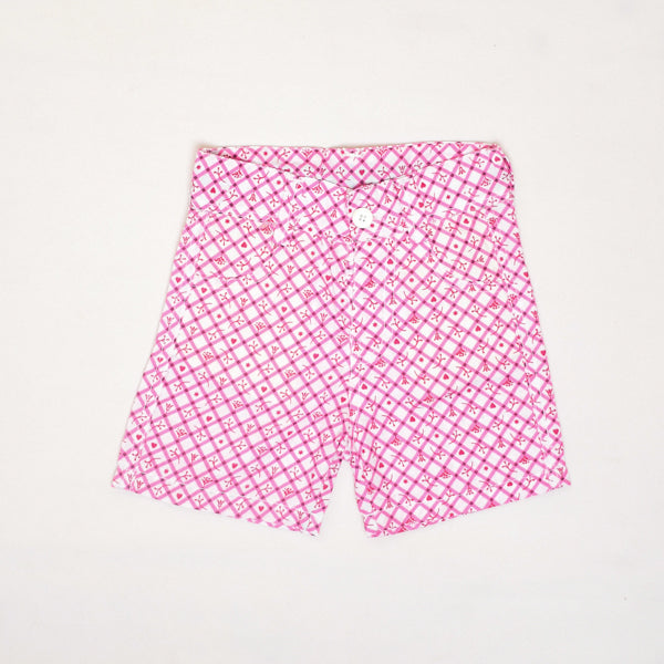 Cross Lines Printed Cotton Girl Shorts