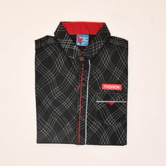 Diagonal Pattern Check Half Sleeves Boys Cotton Shirt